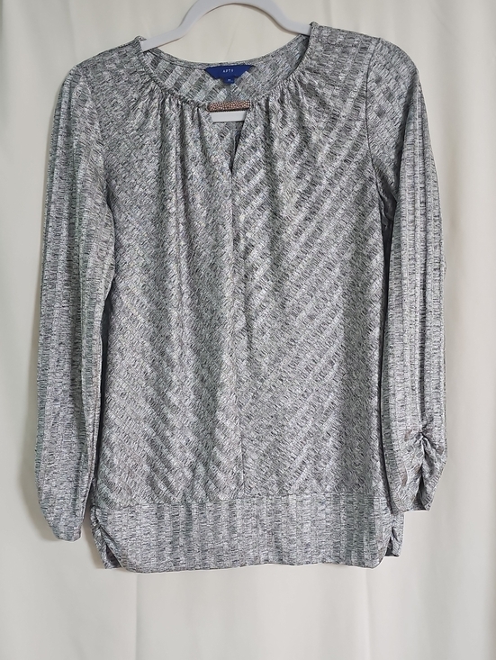 Apt. 9 Tops - Apt. 9 Gray Marled Long-Sleeve Scoop Neck Pullover